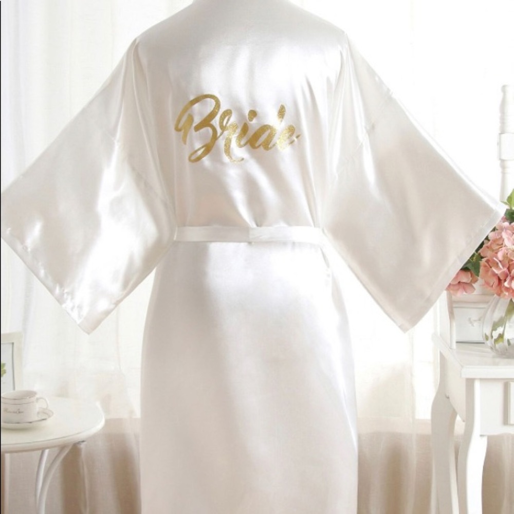 Bridal Bride Silk Robe White